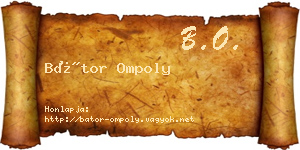 Bátor Ompoly névjegykártya